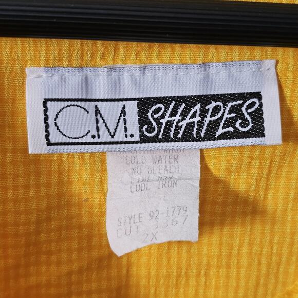 VTG 90s CM Shapes Yellow Cropped Blouse Size 2X Retro Colorful 80s Momcore - Picture 4 of 5
